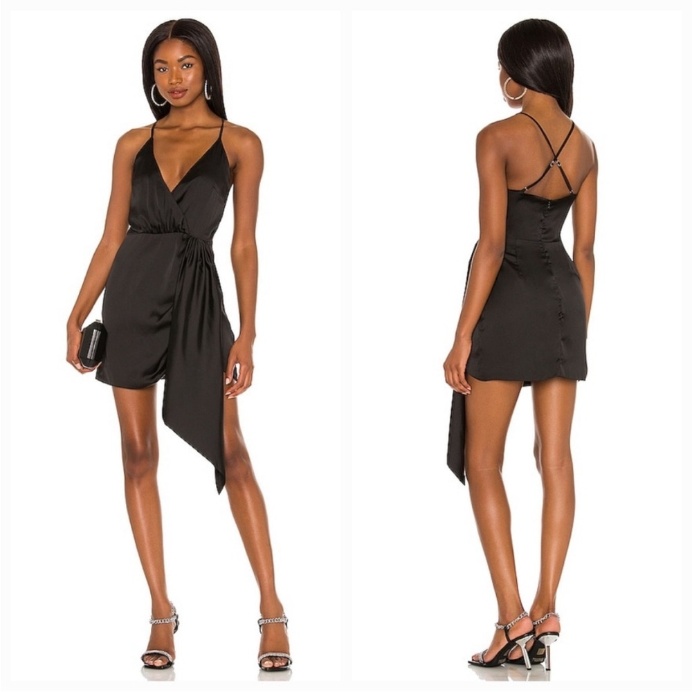 NWT $188 lovers and friends KAMALA MINI DRESS xxs black satin